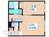 リリオ行啓通 1LDKの間取り