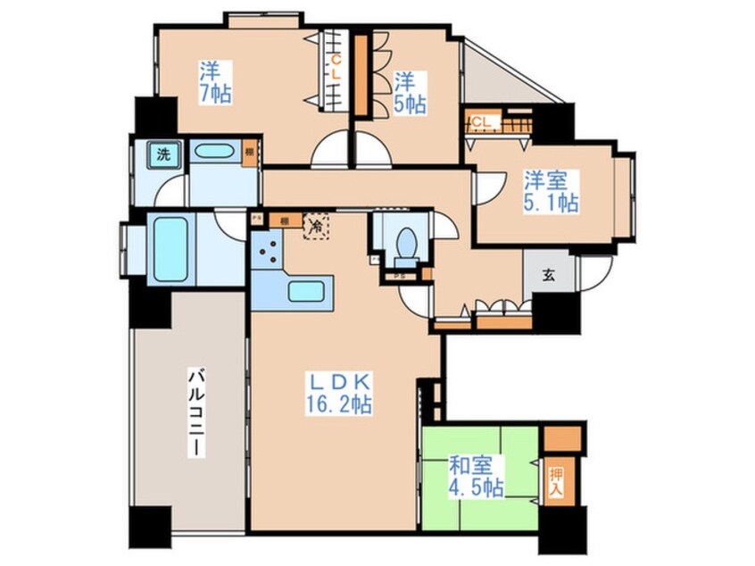 間取図 ﾗ･ｸﾗｯｾ南平岸ｽﾃ-ｼｮﾝﾀﾜ-（502）