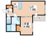 アンシャンテ環状通東 1LDKの間取り