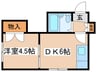 シャトレ麻生 1DKの間取り