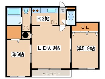 間取図 グランメ－ル平和通６Ｂ棟
