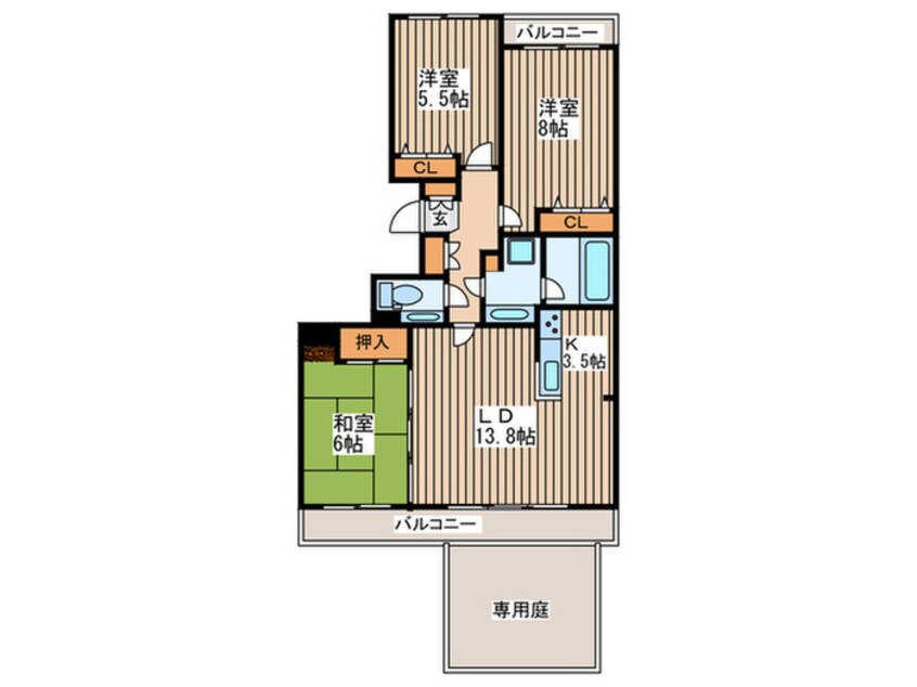 間取図 ｸﾞﾗﾝｱﾙﾄ福住ｵｰｳﾞｪｽﾄ棟(102)