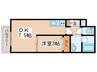 カピテーヌ円山（406） 1DKの間取り