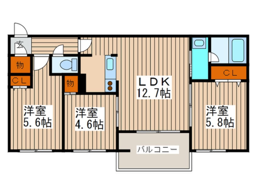 間取図 Ｃｏｌｏｒｅ　Ｎ３２　ＷＥＳＴ