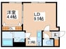 INFINITY月寒 1LDKの間取り