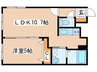 グランメール　ラフィア 1LDKの間取り
