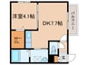 COSK美園 1DKの間取り