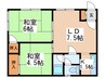 岩崎マンション 2LDKの間取り