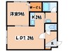 ブランノワール東区役所 1LDKの間取り
