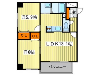 間取図 Ｎ６ウエスト１１・Ｍ