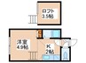 パ－クサイドヴィラ 1Kの間取り