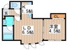 ハピネス北２１条 1LDKの間取り