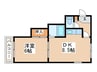 プルーデンス西岡 1DKの間取り