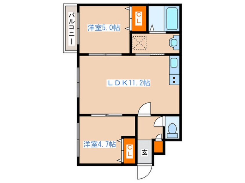 間取図 フォルトゥ－ナ学園前