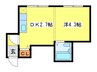 ロミ円山 1DKの間取り