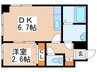 ラムズ西岡 1DKの間取り