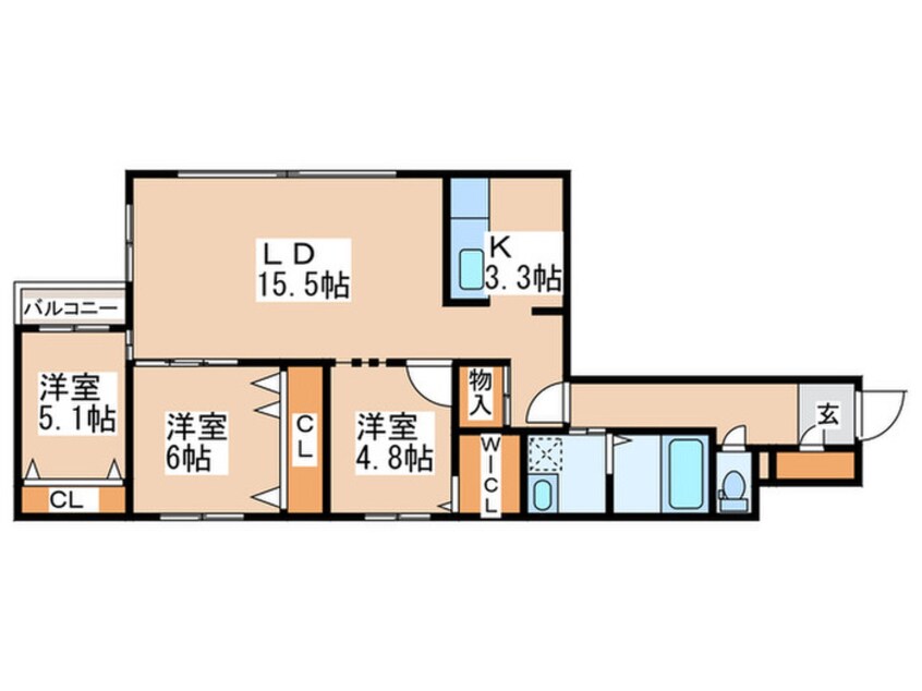 間取図 シャトーライフ近代美術館前１