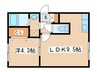 レストヒルズ南郷 1LDKの間取り