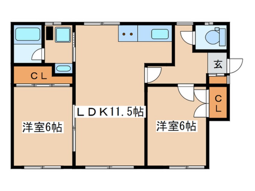 間取図 北１６東１　テラスハウス