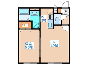 間取図 フリ－ダムコ－ト栄通１６