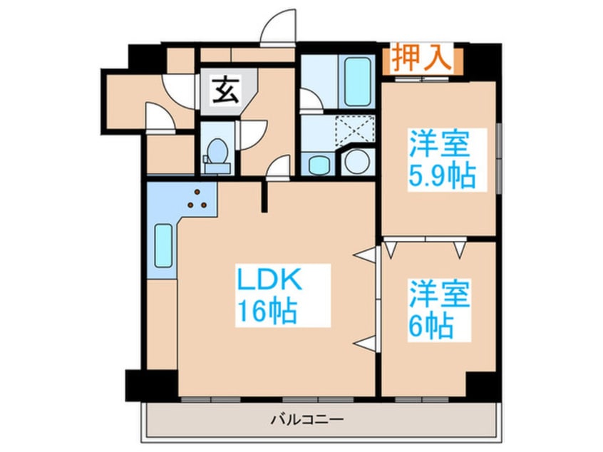 間取図 ﾗｲｵﾝｽﾞﾏﾝｼｮﾝ第８大通(805)