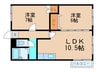 プリンスプラザ山鼻 2LDKの間取り