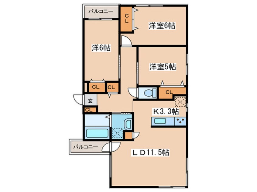 間取図 リバティ旭ヶ丘