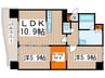 ラフィネ桑園 2LDKの間取り