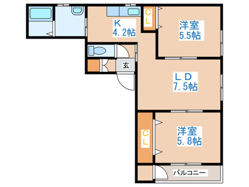 間取図 ル－ミナス発寒