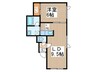 コ－ポ若葉２ 1LDKの間取り