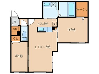 間取図 ＣＯＬＯＲＥ　ＦＵＳＨＩＭＩ