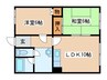 民部田マンション 2LDKの間取り