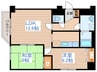 ピュアコ－ト北３３条 2LDKの間取り
