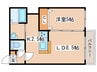 エルグランコート北３６条 1LDKの間取り