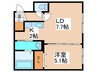 Salone南郷 1LDKの間取り