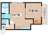 エアフォルグ北大Ⅱ 1DKの間取り