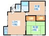 ﾘﾊﾞｰｻｲﾄﾞﾏﾝｼｮﾝ 2LDKの間取り