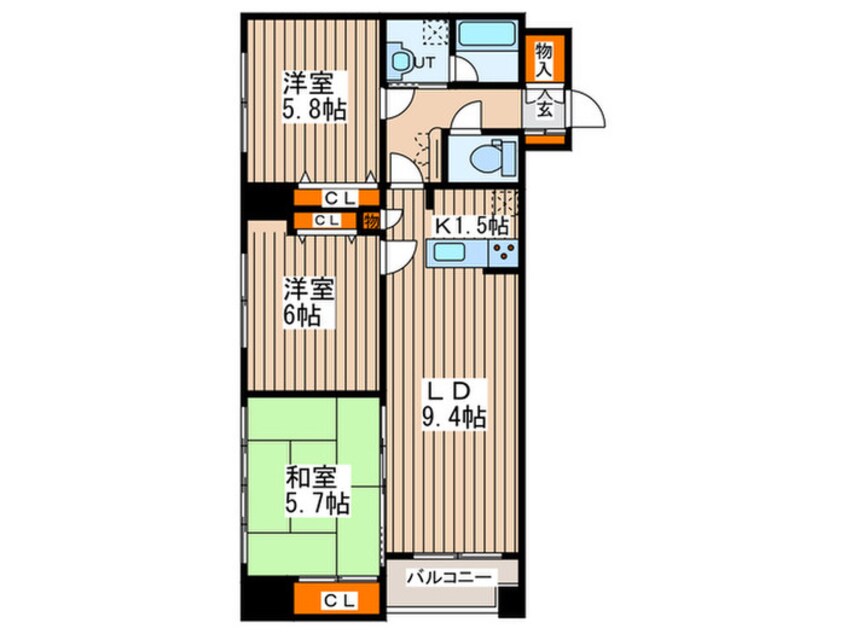 間取図 グランメールツイン山鼻　西館