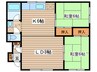 白楊ハイツ 2LDKの間取り