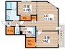 アルファスクエア北12西３ 2LDKの間取り