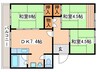 札幌西月寒３号棟 3DKの間取り