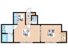 レイディアント南９条 1LDKの間取り