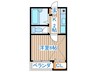 オ－シャンズ 1Kの間取り