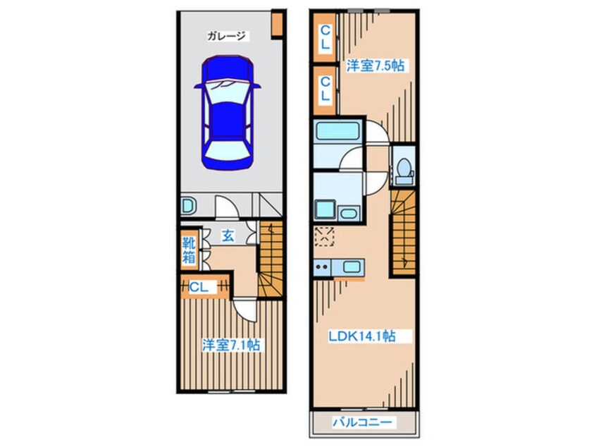 間取図 GARAGE HOUSE 南光台