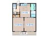 ハイネス支倉 2DKの間取り