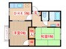 東海ハイツ A棟 2DKの間取り