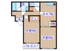 小鶴参番館 2DKの間取り