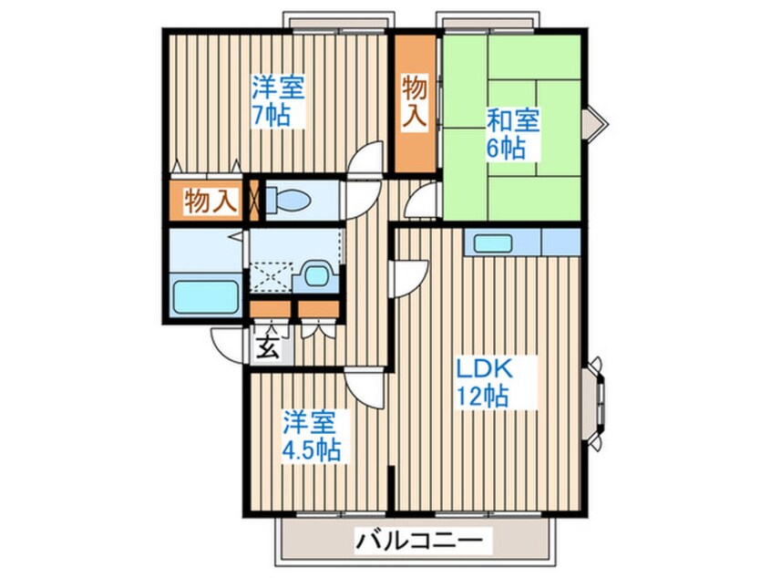 間取図 サンビレッジ南富ケ丘Ｄ棟