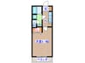 リビングステージ広瀬川 1Kの間取り