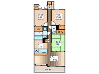 間取図 ﾀﾞｲｱﾊﾟﾚｽｱﾙﾃｨｽﾀ長町公園（303）